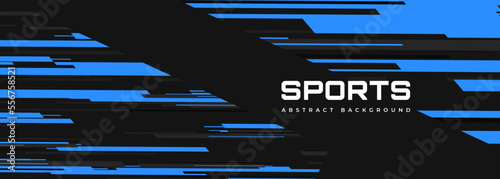 Sports abstract background. Modern sport banner design with horizontal blue and gray lines. Vector illustration