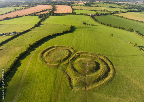 Aerial view of the Hill of Tara, ancient burial and ceremonial site, County Meath, Leinster, Ireland