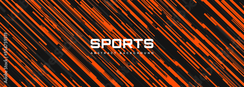 Abstract modern sport banner design with diagonal orange and gray striped shapes. Vector illustration