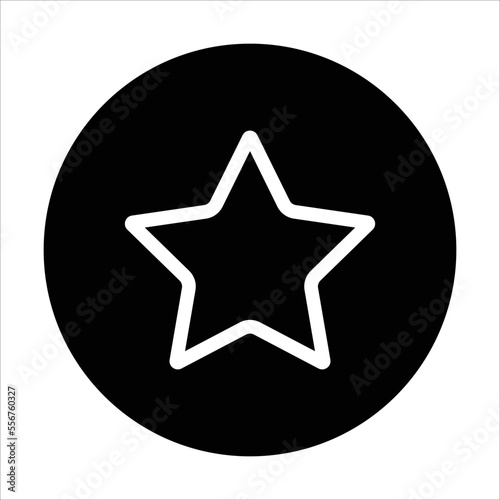 Star vector in black circle, star symbol icon