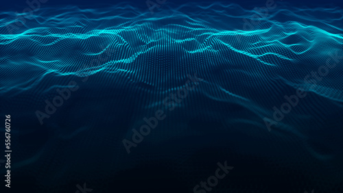 Abstract digital wave of particles. Big data visualization. 3d illustration