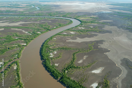 Aerial view of the Ord River in Western Australia; Western Australia, Australia photo