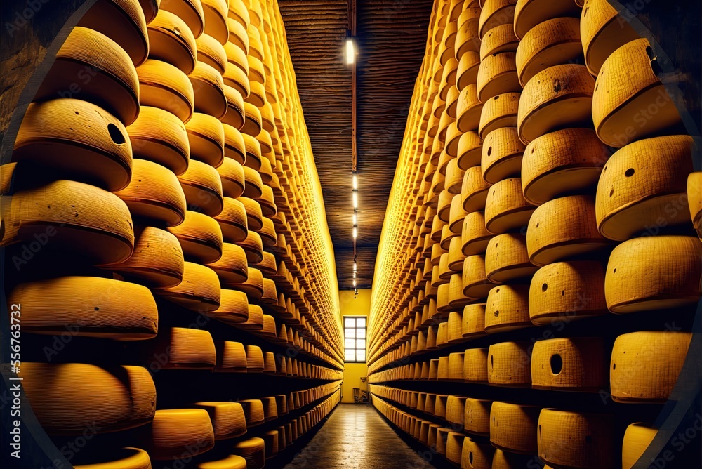 ภาพประกอบสต็อก Picturesque Swiss cheese factory where thousands of
