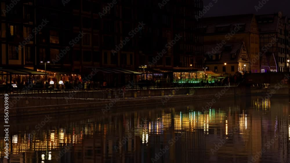 gdansk timelapse video of river and resturant gdansk timelapse video of river and resturant