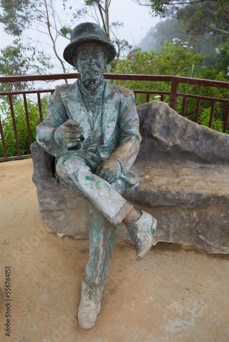 Statue of Sir Thomas Lipton at Lipton's Seat on Poonagala Hill, near the Dambatenne Tea Estate in the Hill Country; Dambatenne, Badulla District, Sri Lanka photo