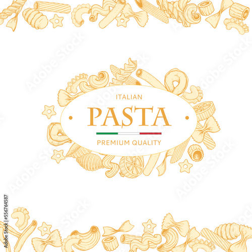 Italian pasta template in sketch style. Hand drawn banner. Great for menu, banner, flyer, card, business promote. Vector illustration © Sketch Master