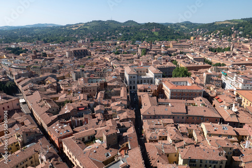 View of Bologna from the Due Torri towers (Garisenda towers) in Bologna, Italy; Bologna, Emilla-Romagna, Italy photo