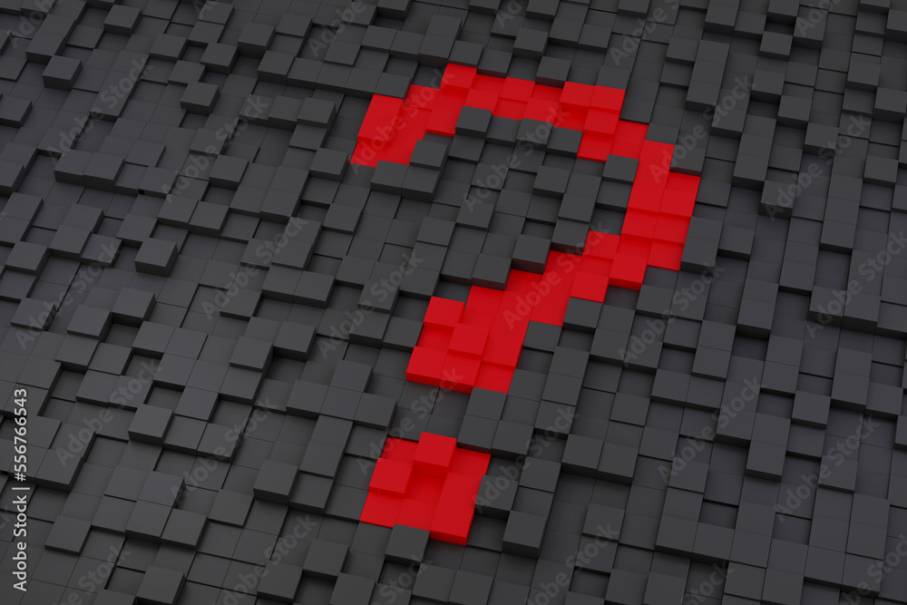 Luxury question mark on black podium, soft light, smooth background, 3d rendering Luxury question mark on black podium, soft light, smooth background, 3d rendering