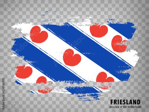 Flag of  Friesland brush strokes. Flag of Province  Friesland on transparent background for your web site design, logo, app, UI. Netherlands. EPS10. photo