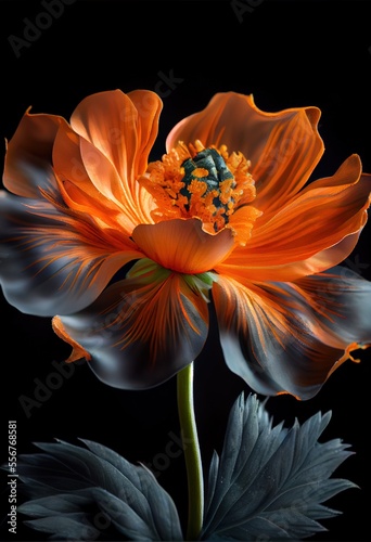 Photorealistic macro shot of a orange flower black © Дима Пучков