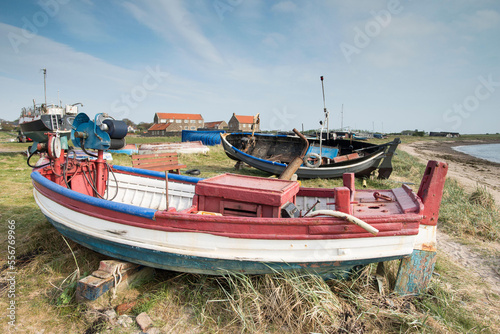 Fishing boats on the Holy island of Lindisfarne, England. photo