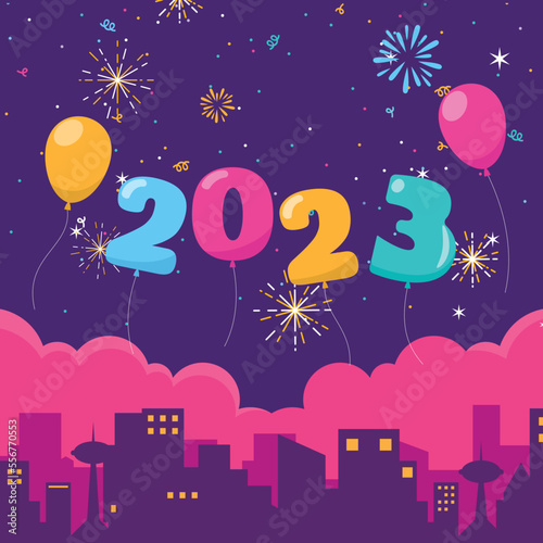 2023 colorful set of Happy New Year posters.