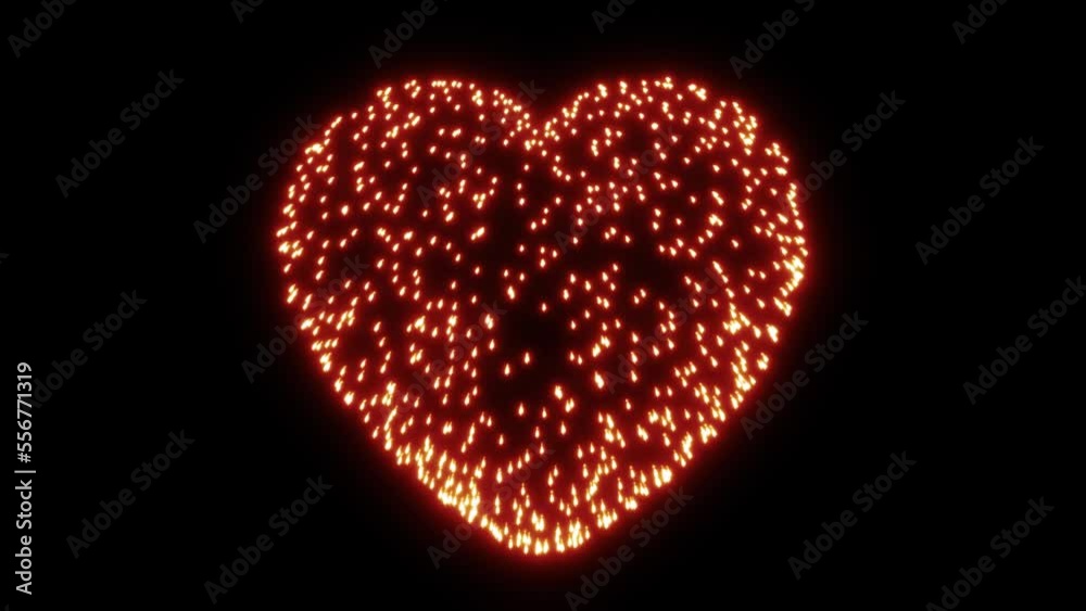 Abstract fireworks festive saluk for valentine's day in the shape of a heart from glowing bright particles and magical energy lines. Abstract background. Video in high quality 4k, motion design Abstract fireworks festive saluk for valentine's day in the shape of a heart from glowing bright particles and magical energy lines. Abstract background. Video in high quality 4k, motion design