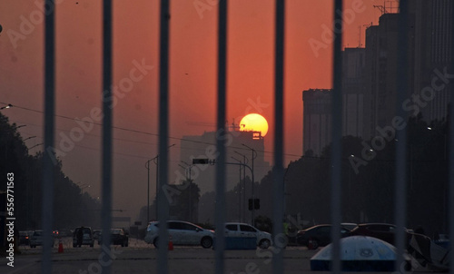 Photography sunset in the city