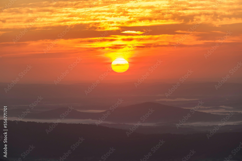 Sunrise viewed from Old Rag Mountain, Shenandoah National Park, Virginia. Sunrise viewed from Old Rag Mountain, Shenandoah National Park, Virginia.