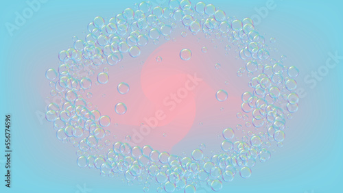 Soap bubble. Detergent bath foam and suds for bathtub. Shampoo.