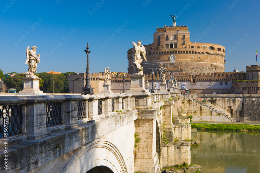Ponte Sant'Angelo and Castel Sant'Angelo; Rome, Italy Ponte Sant'Angelo and Castel Sant'Angelo; Rome, Italy