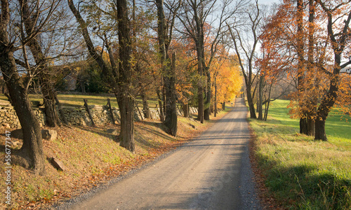 Scenic country road winds along Bull Run Mountain in the Virginia Piedmont. photo