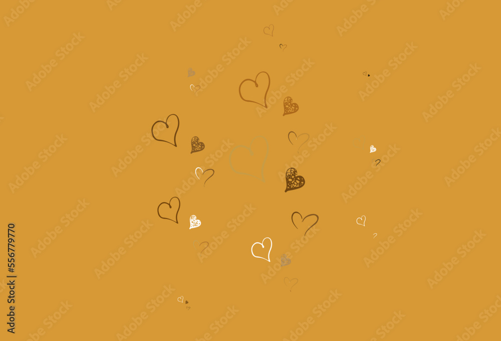 Light Orange vector texture with lovely hearts. Light Orange vector texture with lovely hearts.