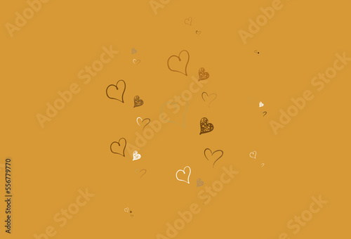 Light Orange vector texture with lovely hearts.