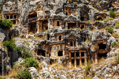 Rock Lycian tombs in the ruins of Myra, near Finike, Turkey; Turkey photo