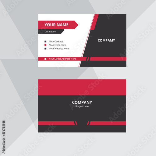 business card print template design. Black and red color simple clean layout. modern creative and name clean vector abstract Flat,