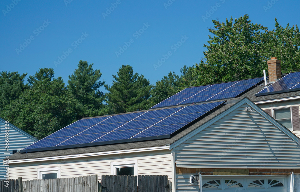 solar panel installed on the house roof solar panel installed on the house roof