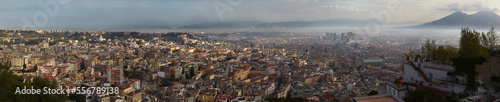 A view of Naples and Mt Vesuvius from Castel Sant'Elmo, Naples, Italy.; Naples, Italy. photo