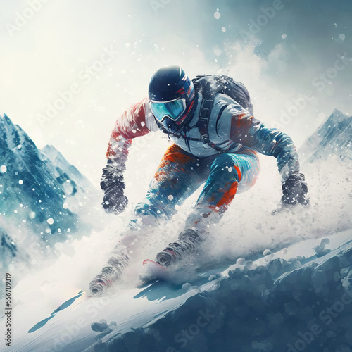 Winter Sports - downhill skier - Created with generative AI technology