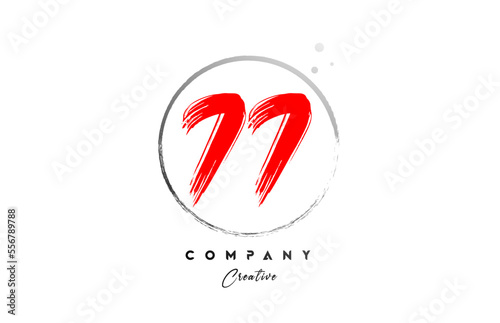 Free Download red grey 77 number letter logo icon design with dots and circle. Grunge creative gradient for business and company - GFXLoad