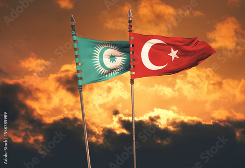 Organization of Turkish States and Flag of the Turkic Council - Translation: Türk Devletleri Teşkilatı ve Türk Konseyi Bayrağı.  photo