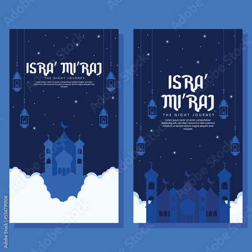 isra miraj vertical banner illustration in flat design