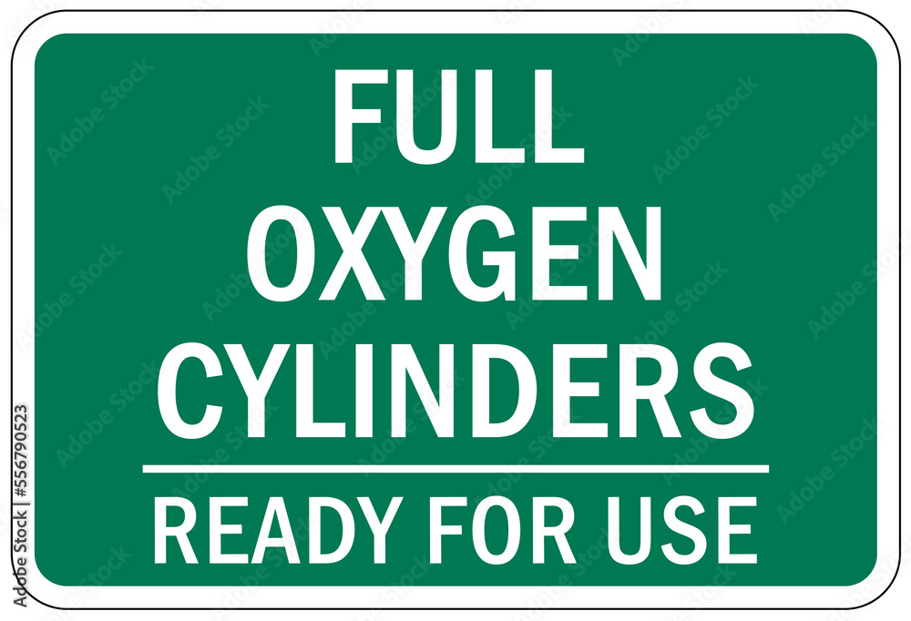 Fire hazard, flammable material oxygen sign and labels full oxygen cylinders