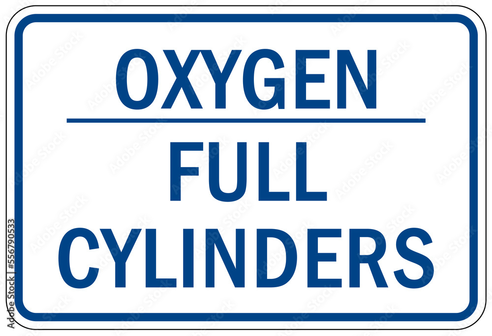 Fire hazard, flammable material oxygen sign and labels full oxygen cylinders