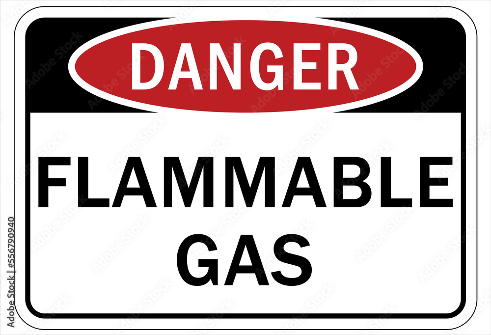 Fire hazard, flammable gas sign and labels Fire hazard, flammable gas sign and labels
