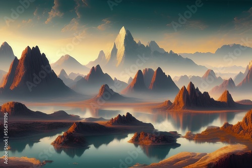 incredible mountain landscape, desktop screensaver, fantastic view, rocks © Alena