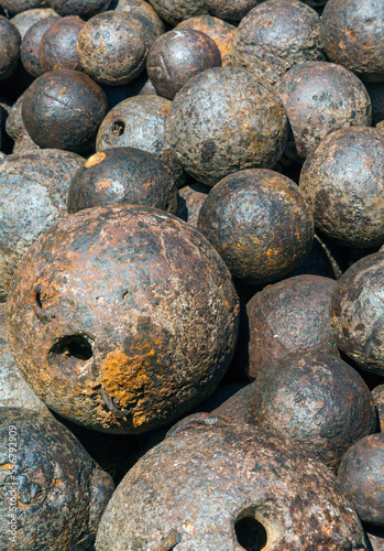 Pile of ancient cannon balls; Edirne, Edirne Province, Turkey photo
