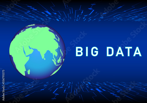 abstract background world global with text BIG DATA, concept hitech technology data information, vector illustration