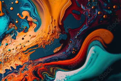 Colorful liquid substance. Liquid Texture. Paints. Generative AI.