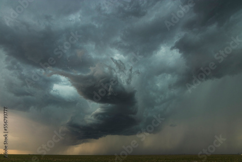 A line of thunderstorms forms over the High Plains of Colorado; Colorado, United States of America