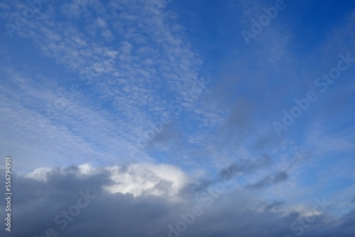 Amazing blue sky with clouds and sunshine