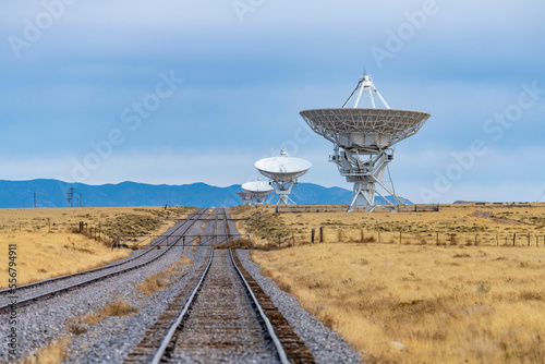 Radio Telescope and Maneuvering Tracks, National Radio Astronomy Observatory, New Mexico, USA photo
