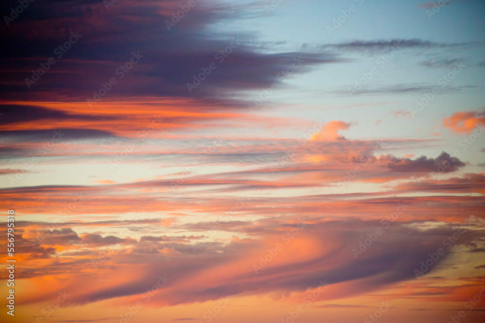 Dramatic sunset cloudscape, above the horizon as viewed from Haleakala National Park; Maui, Hawaii, United States of America Dramatic sunset cloudscape, above the horizon as viewed from Haleakala National Park; Maui, Hawaii, United States of America