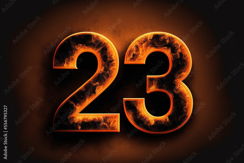 burning number 23 - obrazy, fototapety, plakaty 