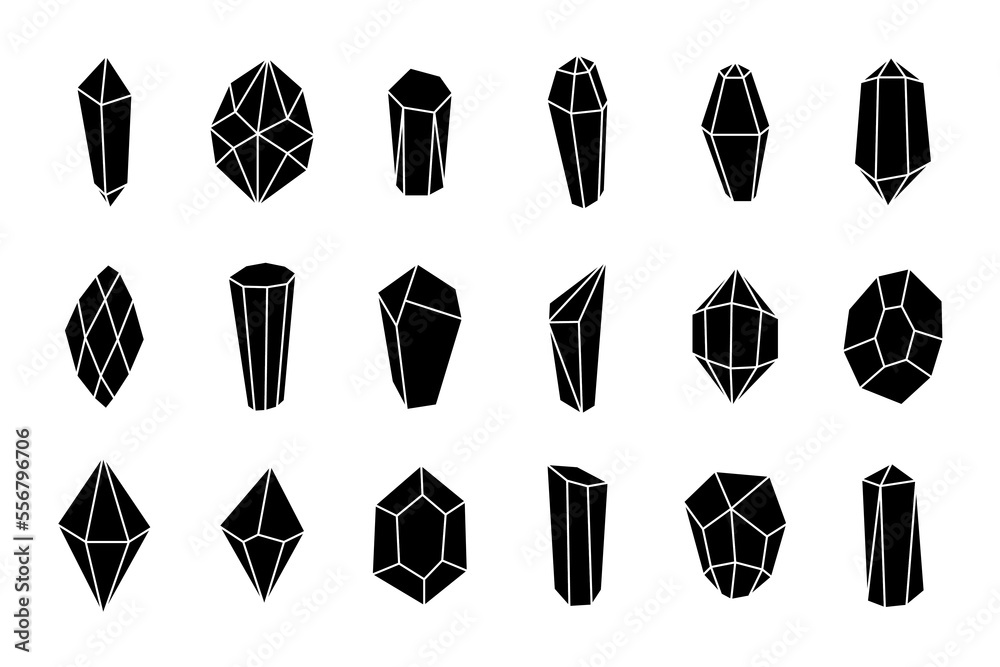 Illustration Of A Set Of Black Gems Stones, Minerals Icons For Web And App  Royalty Free SVG, Cliparts, Vectors, and Stock Illustration. Image 81519593.