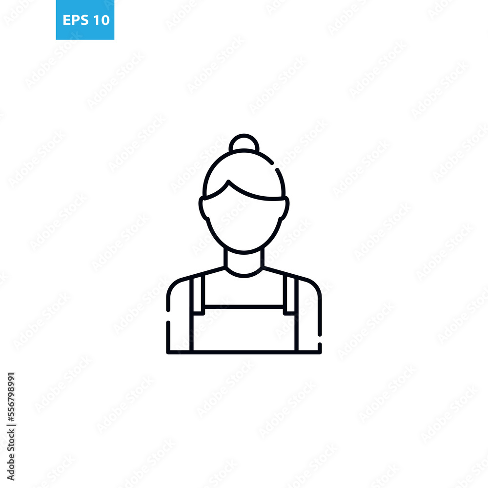 Cleaning lady line icon Vector illustration