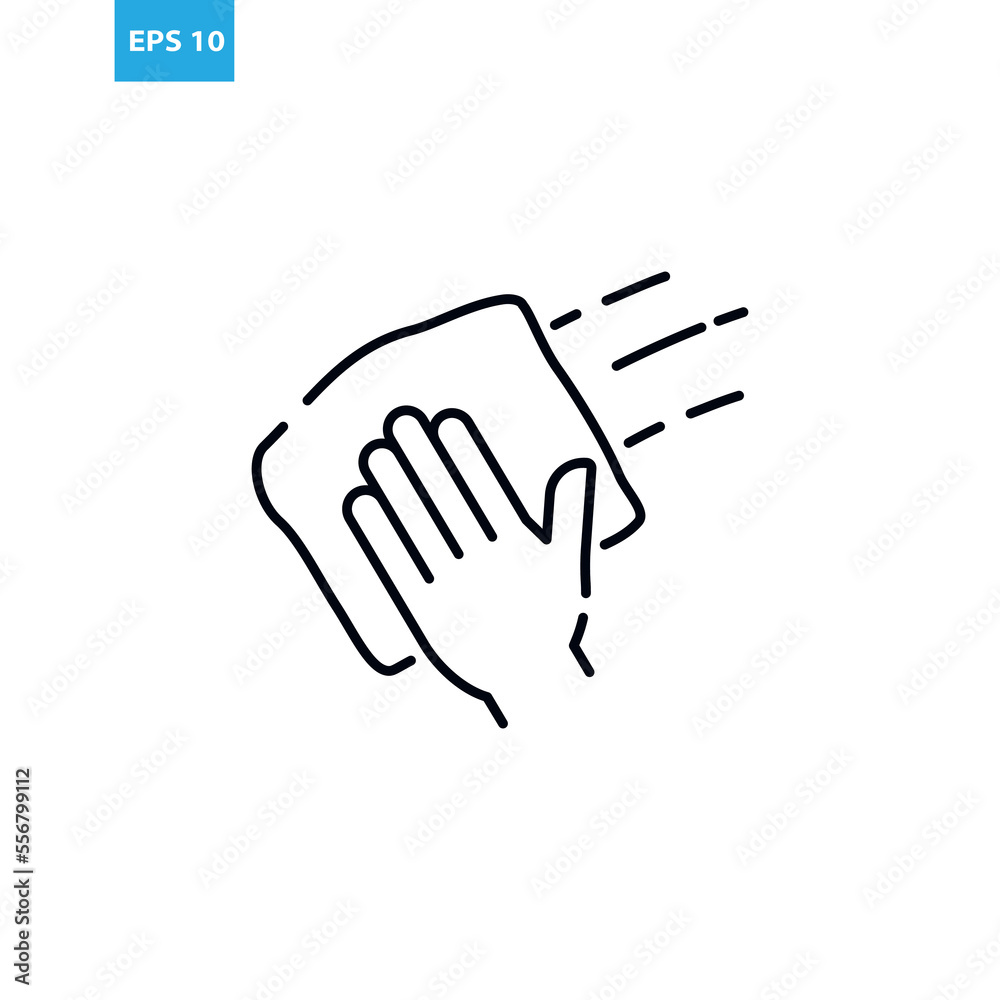 Hand holding a cloth line icon Vector illustration Hand holding a cloth line icon Vector illustration