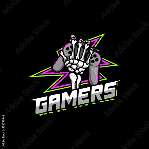 skeleteon hand gamers mascot team vector illustration