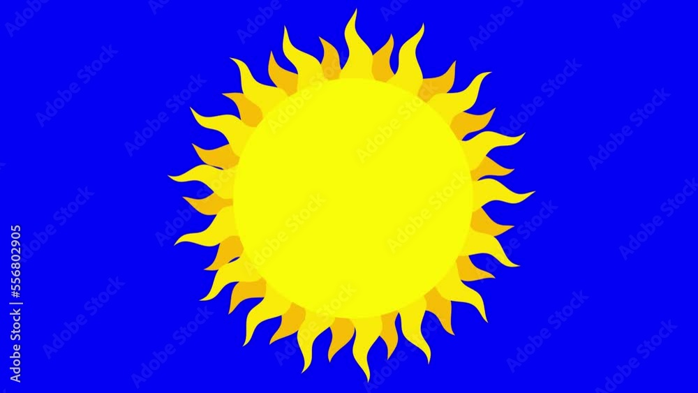 Cartoon sun with dynamic rays flat animation version isolated. Seamless loop, bluebox. Good for intro opener or background for titles. etc...
Cartoon sun with dynamic rays flat animation version isolated. Seamless loop, bluebox. Good for intro opener or background for titles. etc...