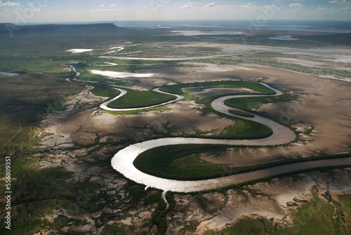Aerial view of river and mud flats; Wyndham,  Australia photo